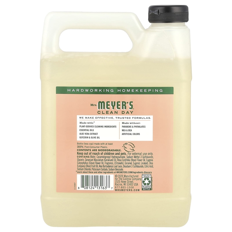 Mrs. Meyers Clean Day, мыло для рук, герань, 975 мл (33 жидк. Унции)