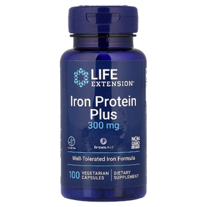 Life Extension, железо плюс белок, 300 мг, 100 растительных капсул