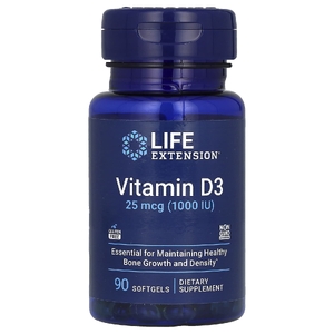 Life Extension, Витамин D3, 25 мкг (1000 МЕ), 90 мягких таблеток