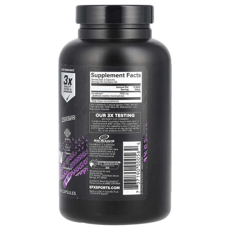 EFX Sports, Моногидрат креатина, 120 капсул (750 мг на капсулу)