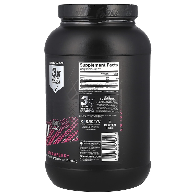 EFX Sports, углеводы, клубника, 1950 г (4 фунта 4,8 унции)