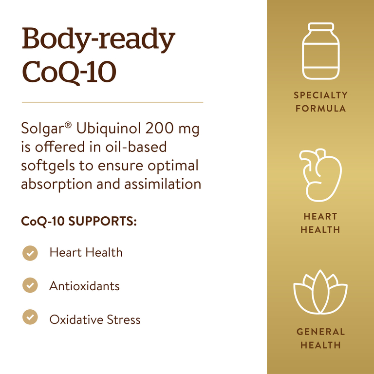 Solgar, убихинол (восстановленный коэнзим Q10), 200 мг, 30 капсул