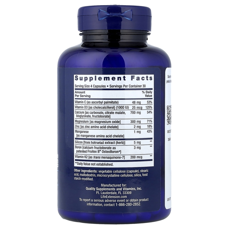 Life Extension, восстановление костей с витамином К2, 120 капсул