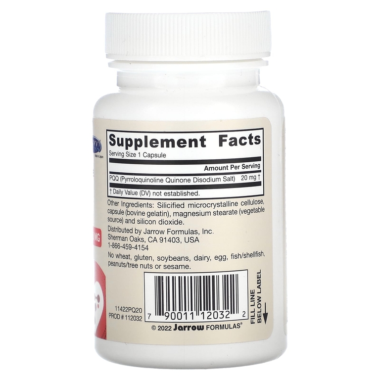 Jarrow Formulas, пирролохинолинхинон, 20 мг, 30 капсул