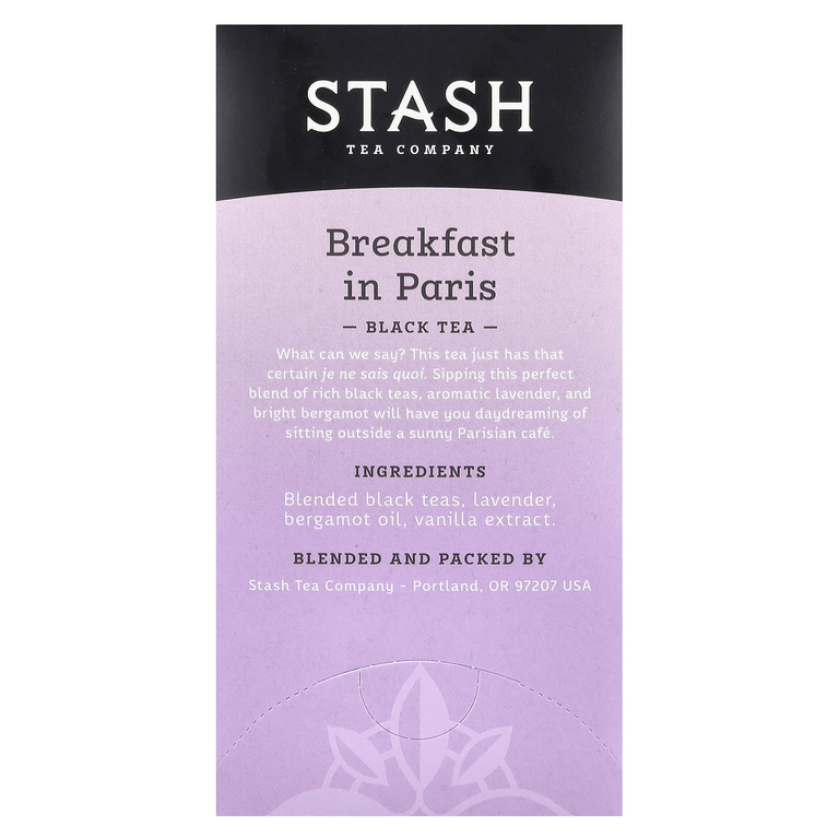 Stash Tea, черный чай, «Завтрак в Париже», 18 чайных пакетиков, 36 г (1,2 унции)