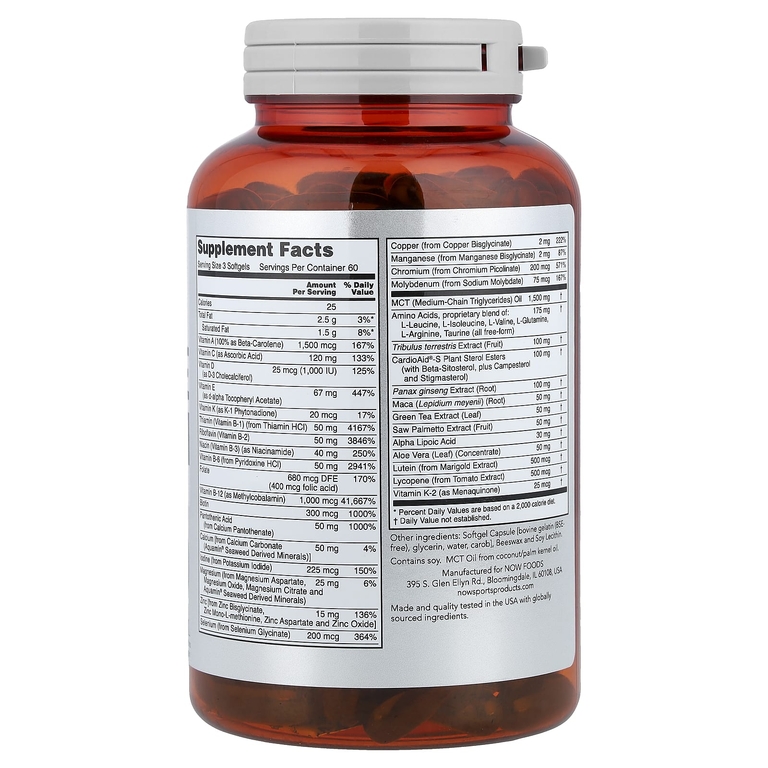 NOW Foods, Спорт, комплекс витаминов для мужчин, 180 капсул