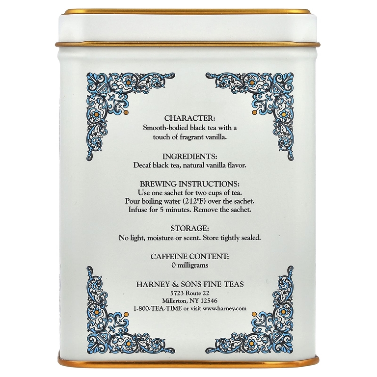 Harney & Sons, черный чай, коморская ваниль, без кофеина, 20 чайных пакетиков, 40 г (1,4 унции)
