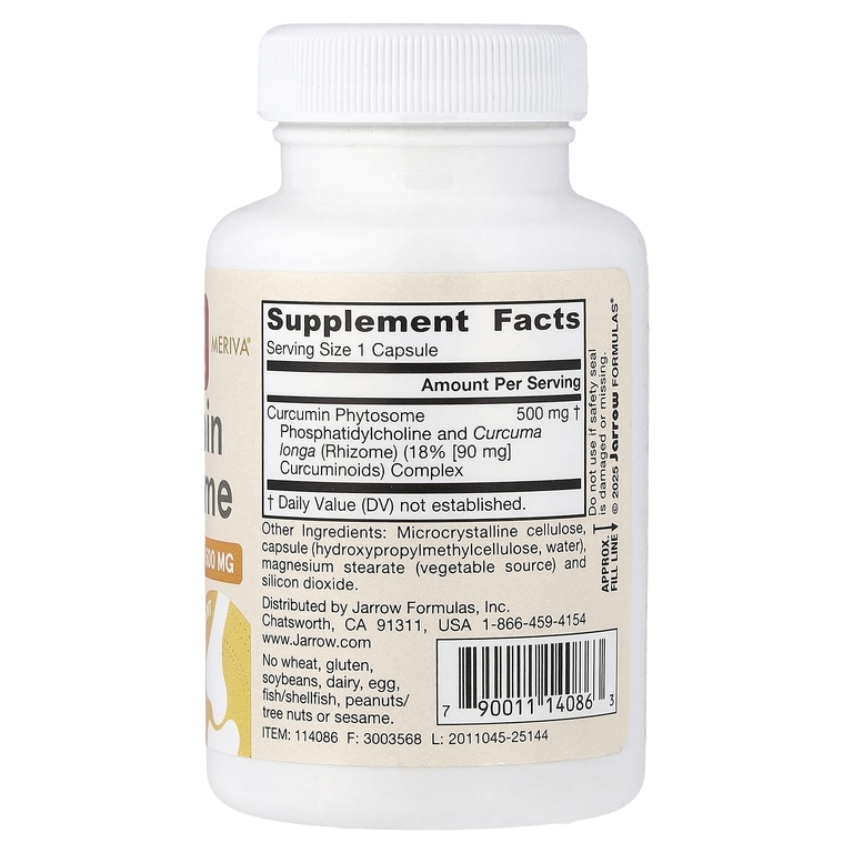 Jarrow Formulas, Turmeric Curcumin Phytosome, фитосомы куркумина из куркумы, 500 мг, 60 растительных капсул