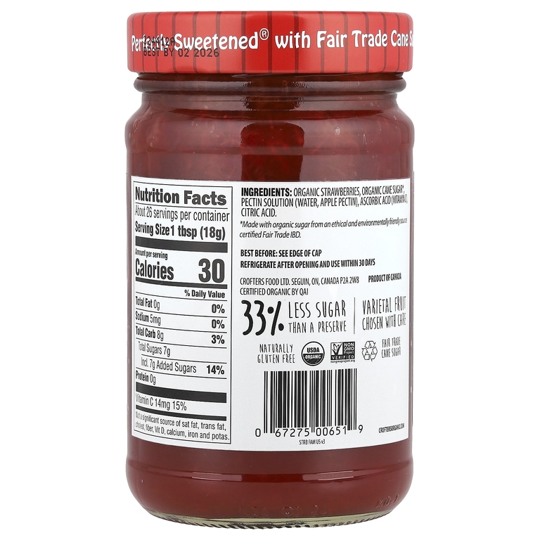 Crofter's Organic, Органический спред премиального качества, клубника, 468 г (16,5 унции) (Товар снят с продажи) 