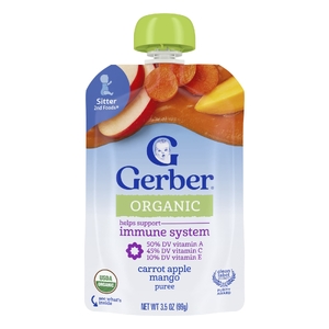 Gerber, пюре морковь, яблоко и манго, 99 г (3,5 унции)