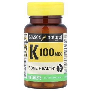 Mason Natural, витамин К, 100 мкг, 100 таблеток