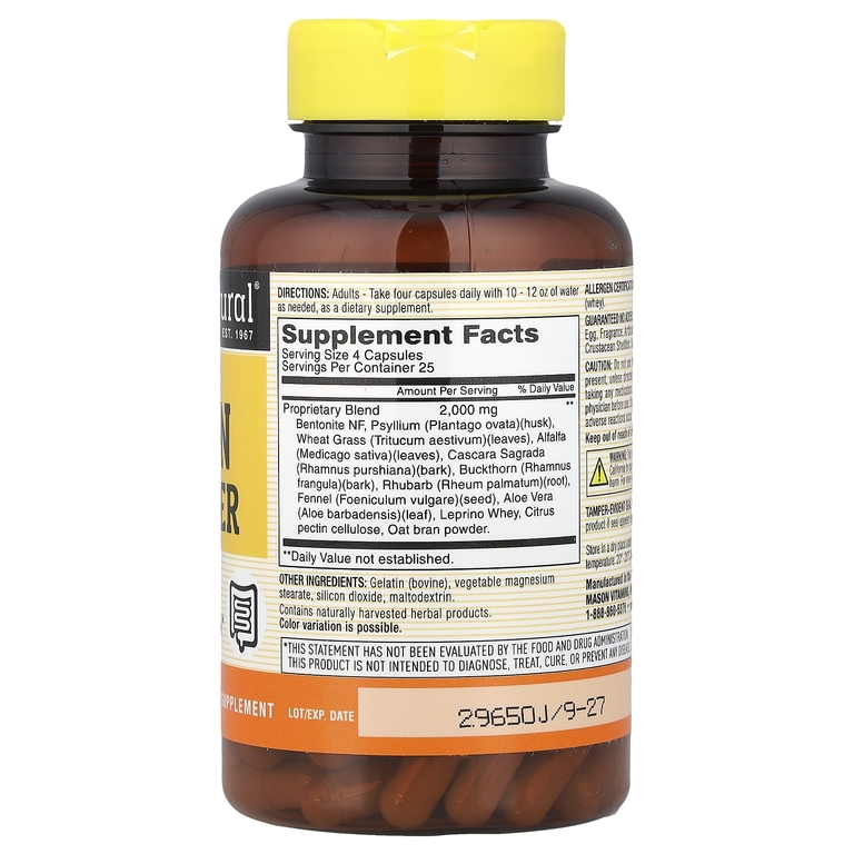 Mason Natural, Очищающее травяное средство для кишечника, 100 капсул