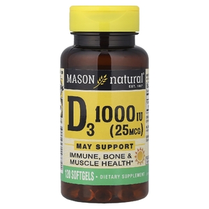 Mason Natural, витамин D3, 25 мкг (1000 МЕ), 120 капсул