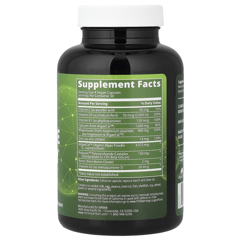 MRM Nutrition, увеличение плотности и прочности костей, 120 веганских капсул