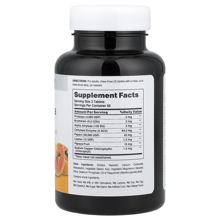 American Health, жевательные таблетки с ферментами, папайя, 180 шт.