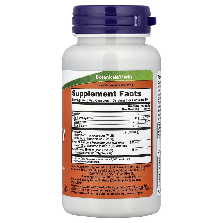 NOW Foods, клюква с проантоцианидинами, 90 вегетарианских капсул