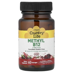 Country Life, Метил B12, со вкусом вишни, 1000 мкг, 60 пастилок