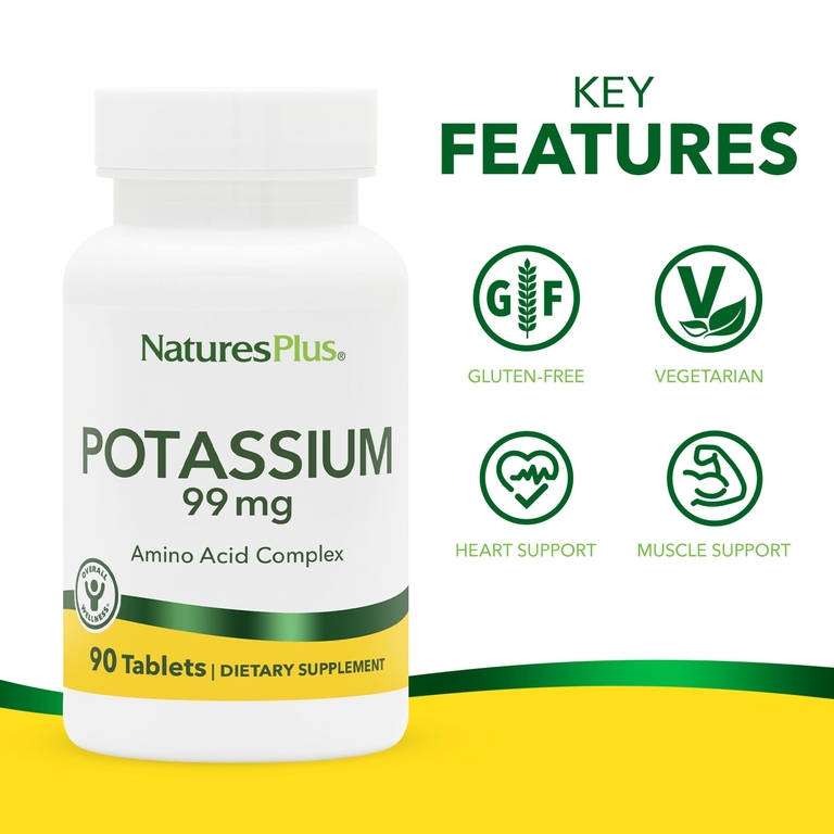 NaturesPlus, Калий, 99 мг, 90 таблеток (Товар снят с продажи) 