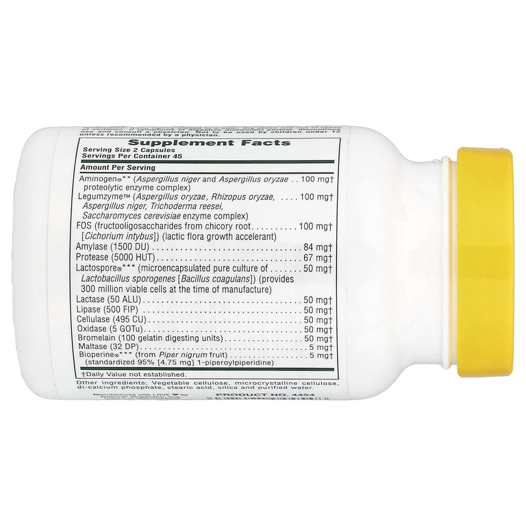NaturesPlus, пищеварительные ферменты для улучшения пищеварения, 90 веганских капсул