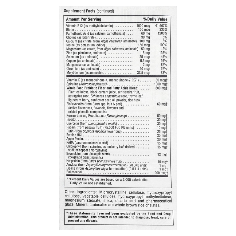 NaturesPlus, добавка с мультивитаминами и минералами с концентрированными цельными продуктами, без железа, 180 мини-таблеток