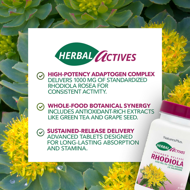 NaturesPlus, родиола, замедленное высвобождение, 30 таблеток