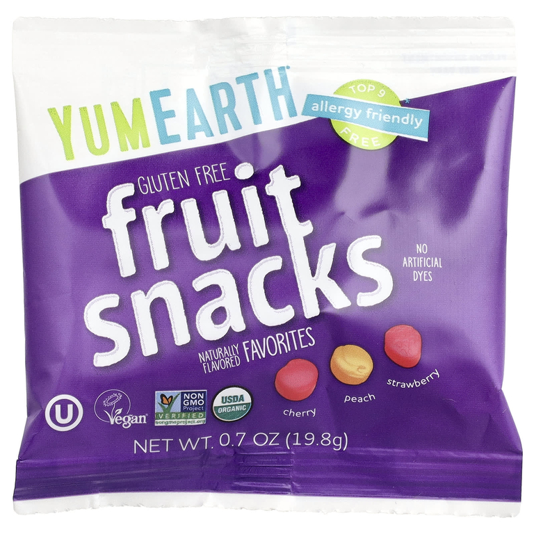 YumEarth, фруктовые снеки без глютена, ассорти любимых вкусов, 10 упаковок по 19,8 г (0,7 унции)