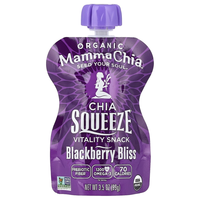 Mamma Chia, снек из чиа для жизненной силы, ежевика, 8 снеков по 99 г (3,5 унции)
