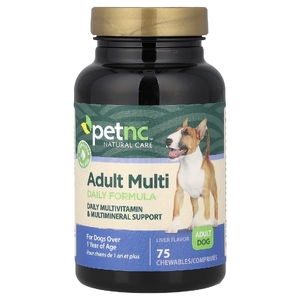 petnc NATURAL CARE, мультивитамины для взрослых, для собак, печень, 75 жевательных таблеток