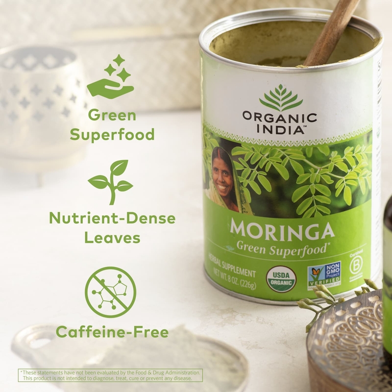 Organic India, зеленые суперфуды, моринга, 226 г (8 унций)