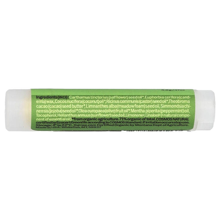 Hurraw! Balm, Бальзам для губ, мята, 4,8 г (0,17 унции) (Товар снят с продажи) 