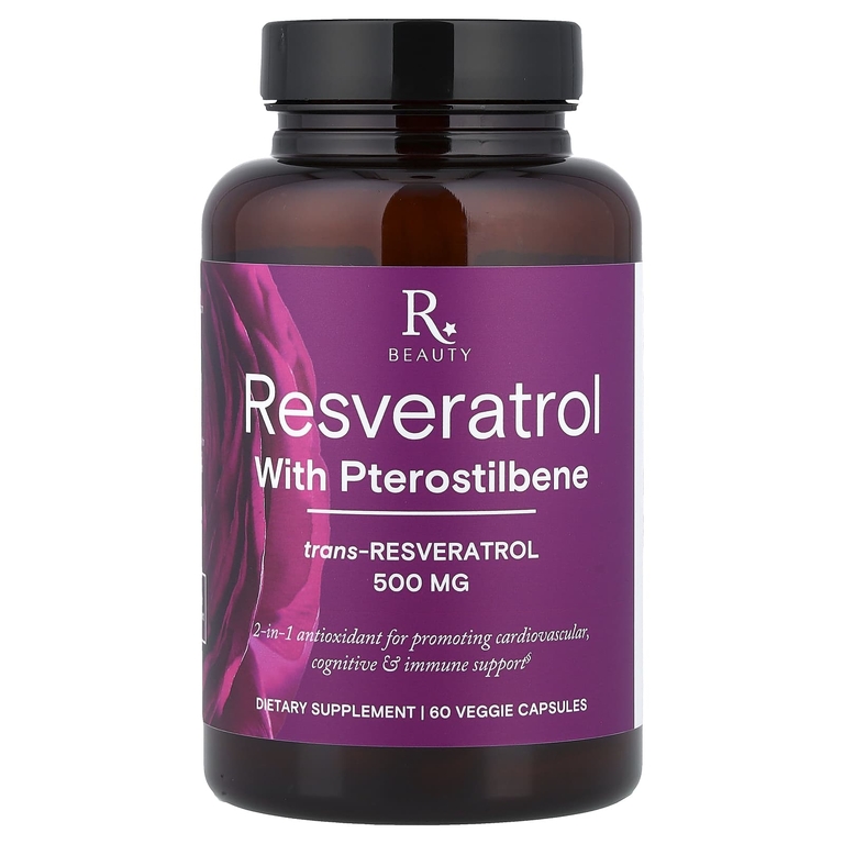 Reserveage Beauty, ресвератрол с птеростильбеном, 60 растительных капсул
