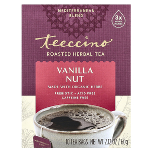 Teeccino, чай из обжаренных трав, ваниль и орех, без кофеина, 10 чайных пакетиков, 60 г (2,12 унции)