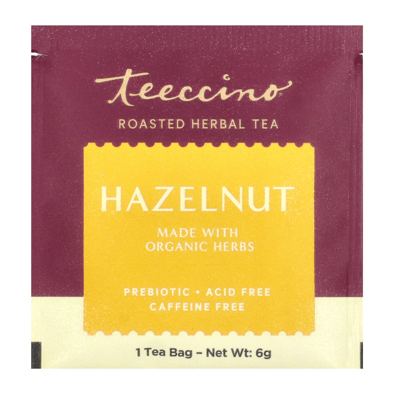 Teeccino, травяной напиток со вкусом фундука, без кофеина, 10 пакетиков, 60 г (2,12 унции)