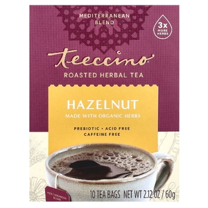 Teeccino, травяной напиток со вкусом фундука, без кофеина, 10 пакетиков, 60 г (2,12 унции)