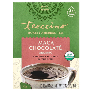 Teeccino, Органический обжаренный травяной чай, шоколад с мака, без кофеина, 10 чайных пакетиков, 60 г (2,12 унции)
