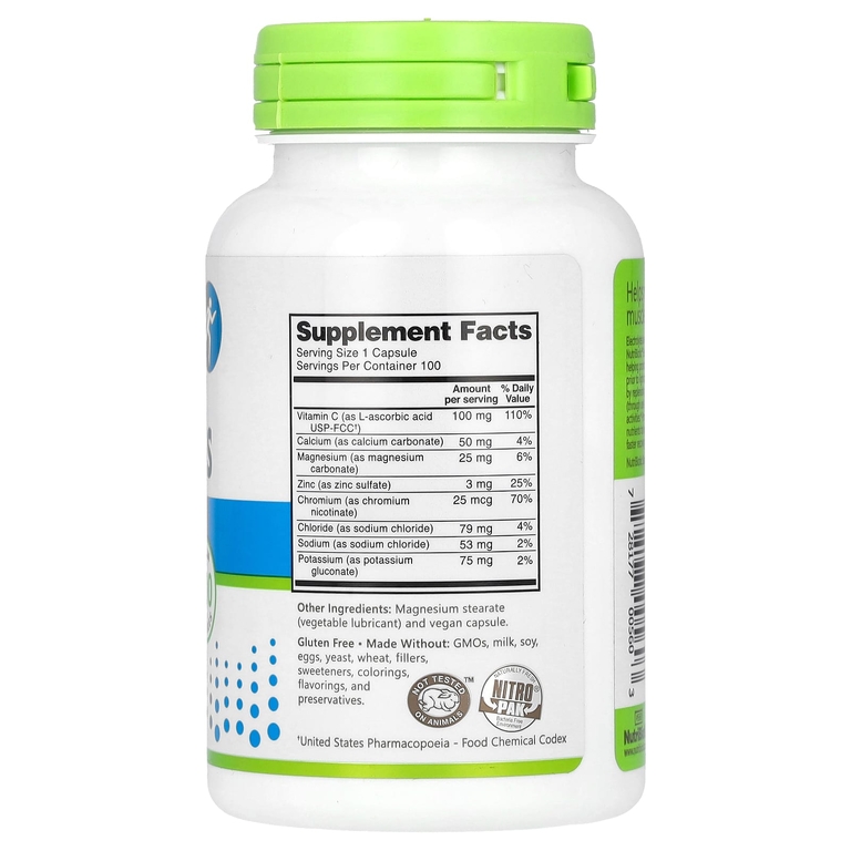 NutriBiotic, незаменимые электролиты, 100 веганских капсул