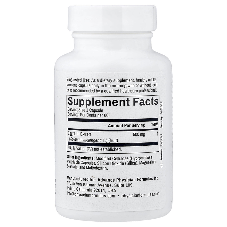 Advance Physician Formulas, экстракт баклажана, 500 мг, 60 растительных капсул