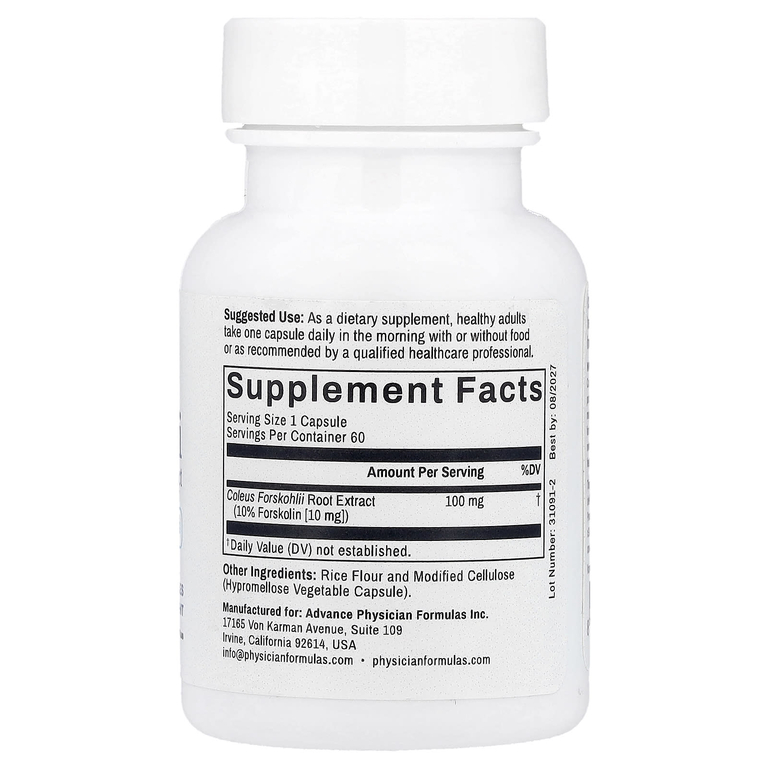 Advance Physician Formulas, форсколия (Coleus forskohlii), 100 мг, 60 вегетарианских капсул