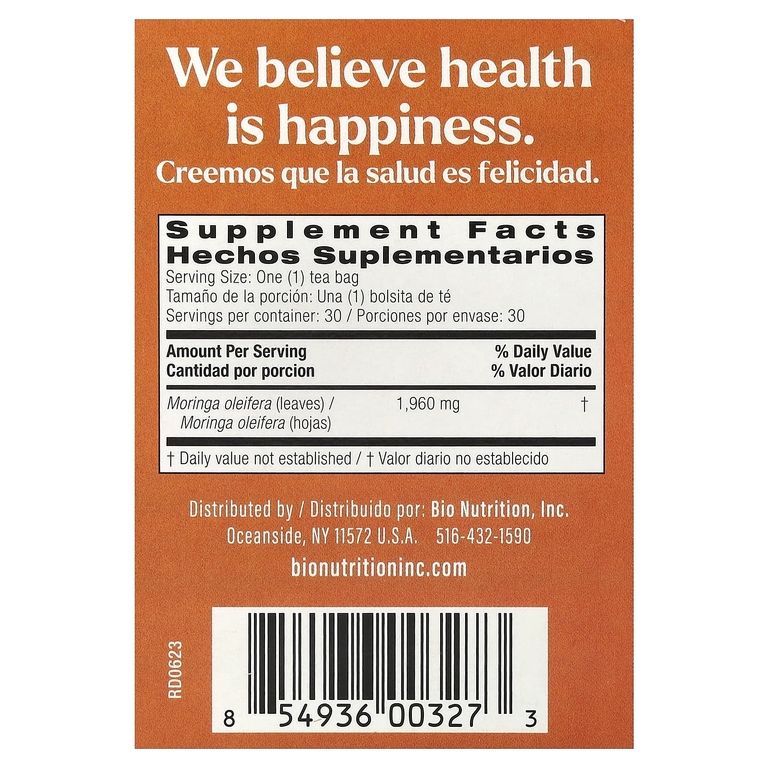 Bio Nutrition, Чай с моринга, без кофеина, 30 пакетиков, 58,8 г