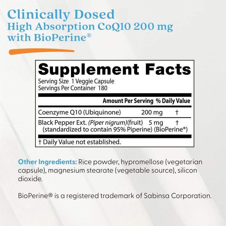 Doctor's Best, коэнзим Q10 с высокой степенью усвояемости, 200 мг, 180 вегетарианских капсул