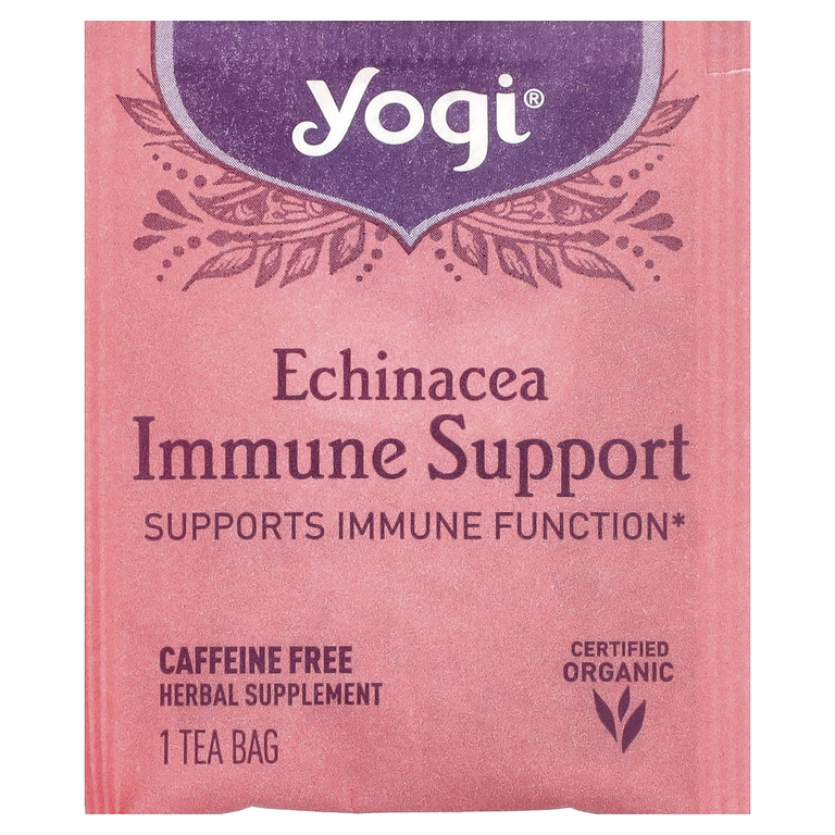 Yogi Tea, чай для поддержки иммунитета с эхинацеей, без кофеина, 16 чайных пакетиков, 24 г (0,85 унции)