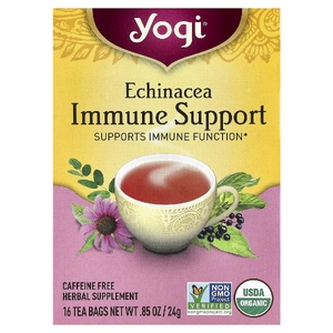 Yogi Tea, чай для поддержки иммунитета с эхинацеей, без кофеина, 16 чайных пакетиков, 24 г (0,85 унции)