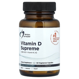 Designs For Health, витамины D3, K1 и K2, 60 вегетарианских капсул