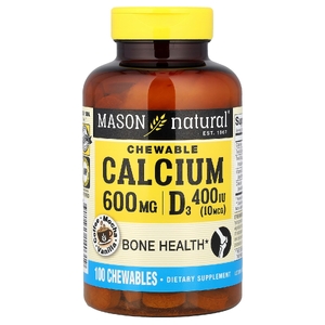 Mason Natural, жевательный кальций + витамин Д3, вкус кофе-мокко, 600 мг, 100 жевательных таблеток