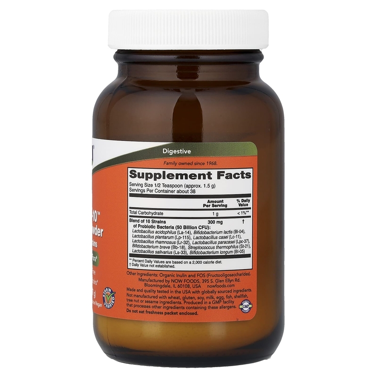 NOW Foods, 10 штаммов пробиотиков, порошок, 57 г (2 унции)