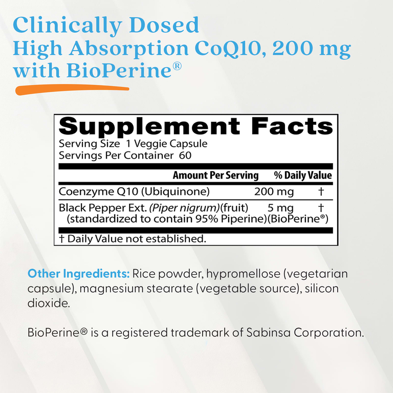 Doctor's Best, легкоусвояемый коэнзим Q10 с черным перцем BioPerine®, 60 растительных капсул