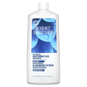 Desert Essence, Масло чайного дерева, отбеливающая жидкость для полоскания рта, прохладная мята, 473 мл (16 жидк. унц.)