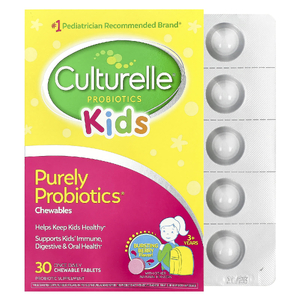 Culturelle, пробиотики, для детей старше 3 лет, интенсивный ягодный вкус, 30 жевательных таблеток (25 мг в 1 таблетке)
