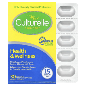Culturelle, пробиотики, здоровье и хорошее самочувствие, 15 миллиардов КОЕ, 30 вегетарианских капсул для приема один раз в день