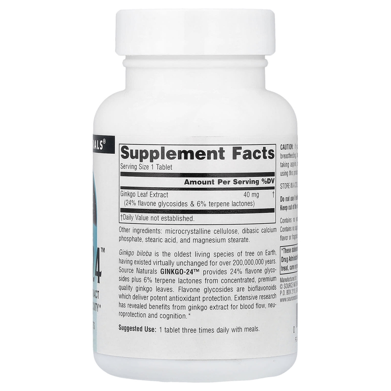 Source Naturals, Экстракт гинкго билоба, 40 мг, 120 таблеток